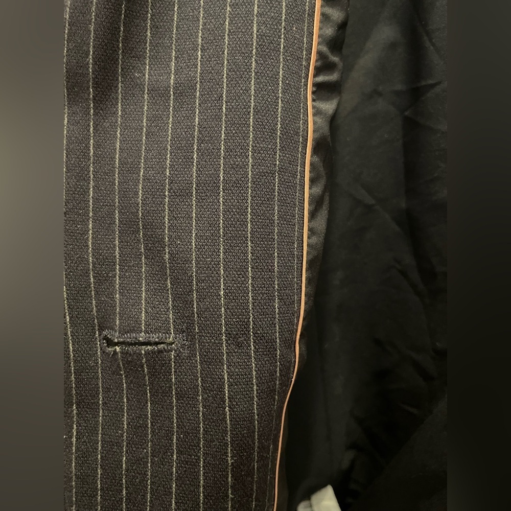 Ann Taylor Loft Navy Blue Pinstriped Gray Blazer Suit Jacket Womens 8P Vented - Picture 8 of 9